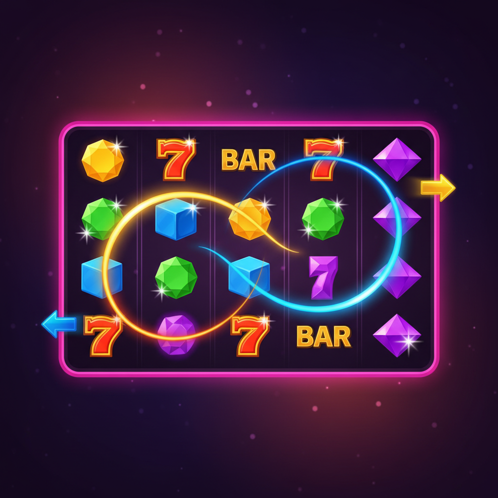 Diagram som visar Starburst both ways wins-mekanism med vinster från vänster till höger och höger till vänster