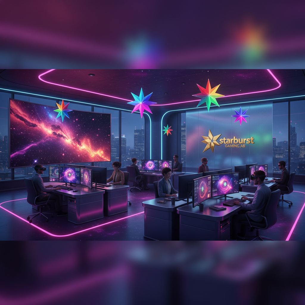 Starburst Gaming AB:s spelutvecklingsstudio i Stockholm med kosmisk design