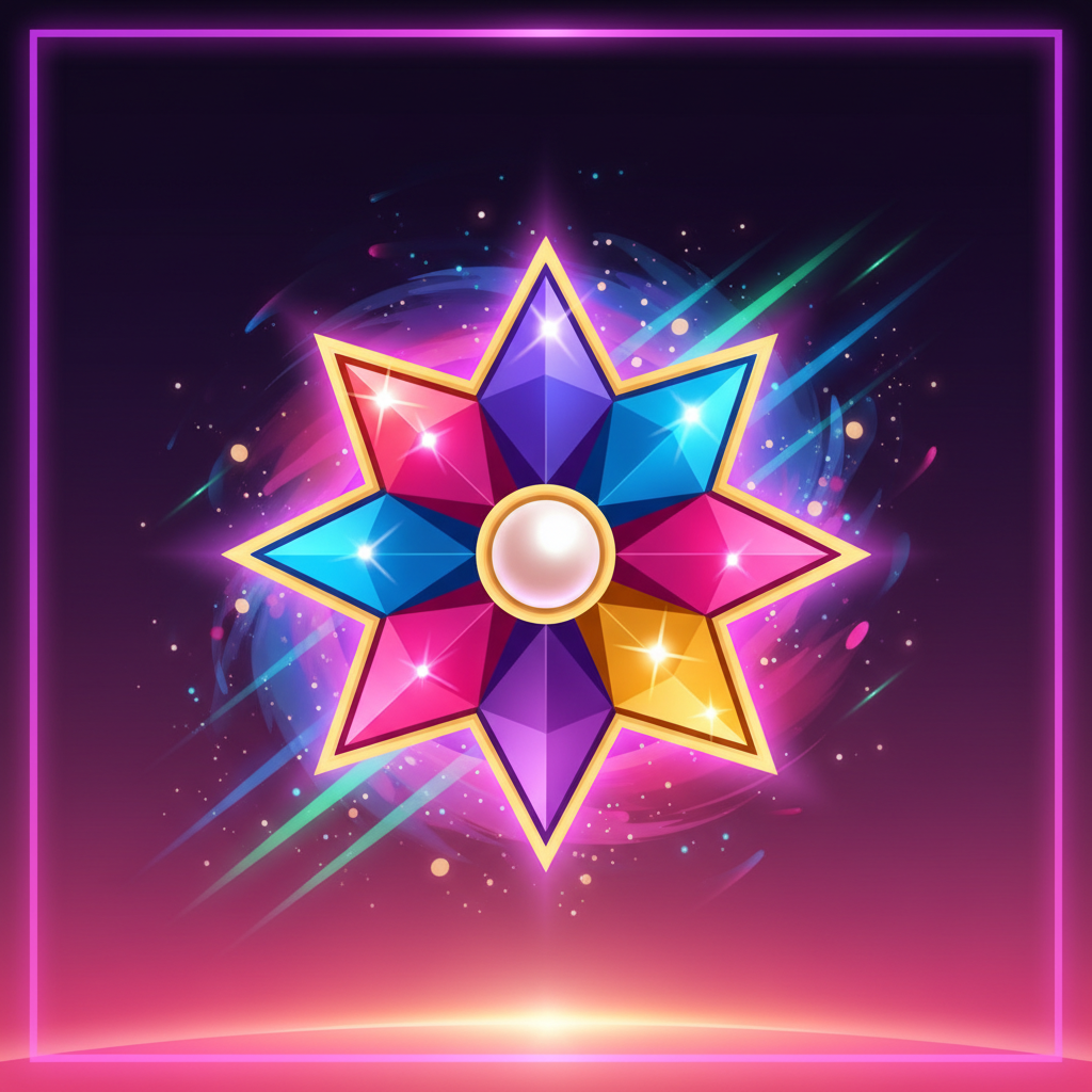 Starburst spelautomat logotyp med kosmisk ädelstenstema