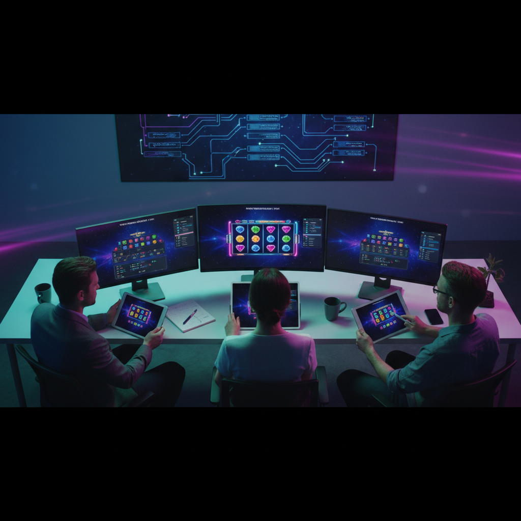 Kvalitetssäkringsteamet testar Starburst spelautomat på olika enheter